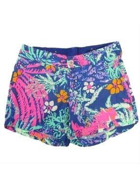 Lilly Pulitzer Blue Neon Pink Callahan Shorts 00